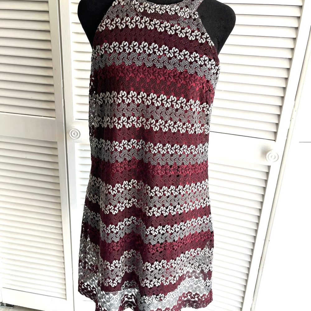 Burgundy and White Lace Dress by Candies